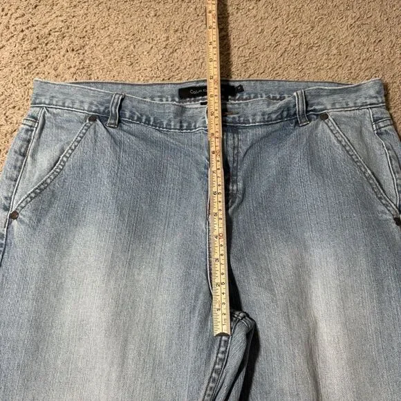 Calvin Klein Women's Light Wash Capri Wide Jeans High Rise Stretch Denim Y2K 14 - Picture 10 of 11